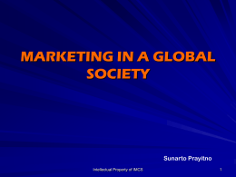 MARKETING IN A GLOBAL SOCIETY