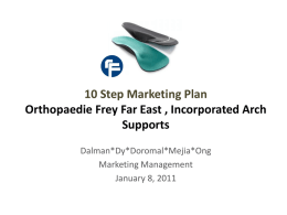 10 Step Marketing Plan Orthopaedie Frey Far East , Incorporated