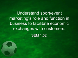 Understand sport/event marketing`s role and function in business to