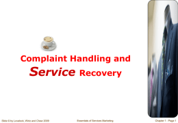 Complaint handling and Service Recovery