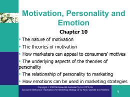 Motivation, Personality and Emotion