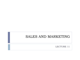 Topic 10 Sales and Marketing