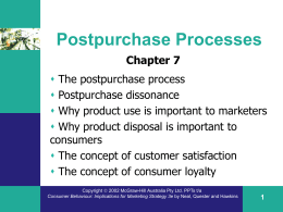 Postpurchase processes - McGraw Hill Higher Education