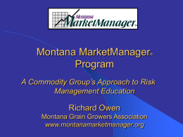 Montana MarketManager Program - Ag Risk & Farm Management