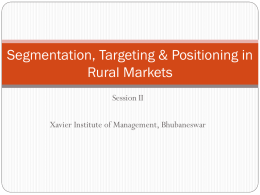 Session II- Rural Marketing - Xavier Institute of Management
