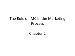 The Role of IMC in the Marketing Process Chapter 2