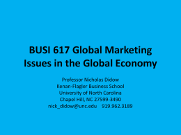 BUSI 617 Global Marketing Issues in the Global