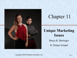 Chapter 11 -- Unique Marketing Issues