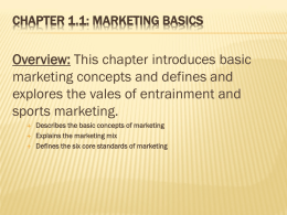 Chapter 1.1: Marketing Basics