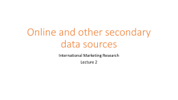 Online and other secondary data sources - AUEB e