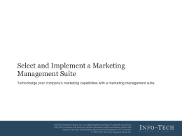 Select and Implement a Marketing Management Suite - Info