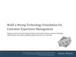 Build a Strong Technology Foundation for Customer Experience