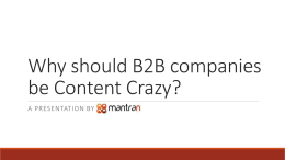 Why should B2B businesses be Content Crazy?