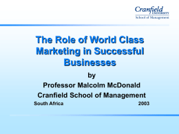 The Role of World Class Marketing in Successful Businesses