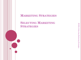 Marketing Strategies Selecting Marketing Strategies