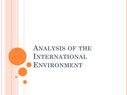 Analysis of the International Environment