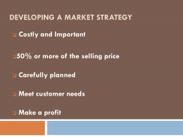 Developing a Market Strategy