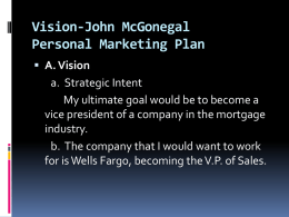 Vision-John McGonegal Personal Marketing Plan