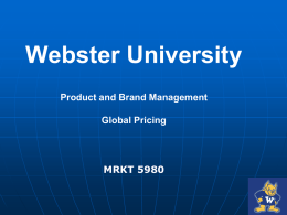 Webster University Product and Brand Management Global Pricing