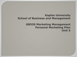 Marketing Summary – Keith Flores` Personal Marketing Plan