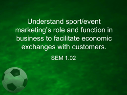 Understand sport/event marketing*s role and function in