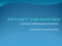 Rising 9th Grade Parent Presentation 12-10-14