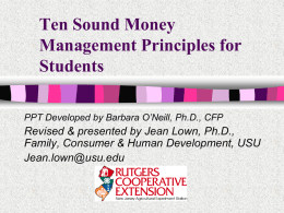 Ten Sound Money Management Principles for Students