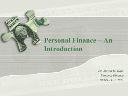 Personal Finance Intro