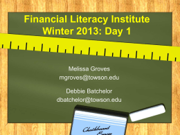Financial Literacy Institute Winter 2013: Day 1
