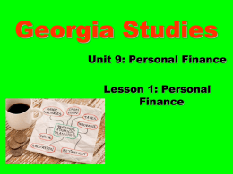Unit 9 Lesson 1 – Personal Finance