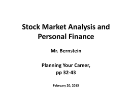 Stock Market Analysis and Personal Finance Mr. Bernstein Planning