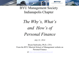 The Why`s, What`s, and How`s of Personal Finance