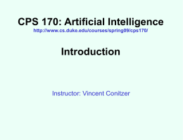 CPS 170 (Artificial Intelligence at Duke): Introduction