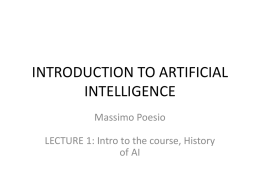 Introduction to the course, History of AI - clic