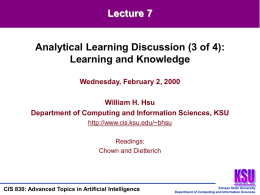 CIS 830 (Advanced Topics in AI) Lecture 7 of 45