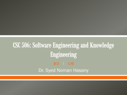 CSC 506: Software Engineering and Knowledge Engineering