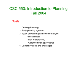 CSC 550: Introduction to Planning Fall 2004
