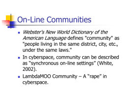 Table 11-1: Features of On-line Communities