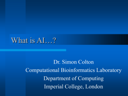 What is AI…? - Department of Computing