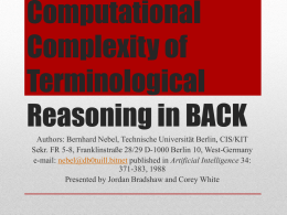Computational Complexity of terminological reasoning in BACK