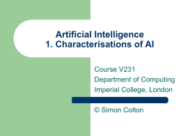 Lecture 1 Characterisations of AI