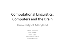 Computational Linguistics - University of Maryland Institute for