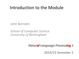 Intro to the module - School of Computer Science