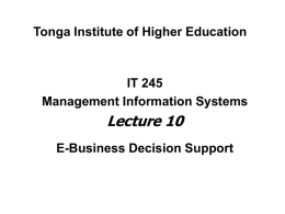 E-Business Decision Support - Tonga Institute of Higher Education