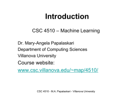 Definition of Machine Learning - Villanova Department of Computing