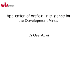Application of Artificial Intelligence of for the Development Africa