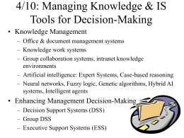Managing Knowledge & IS Tools for Decision-Making