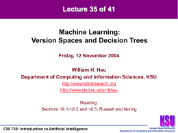 CIS 730 (Introduction to Artificial Intelligence) Lecture 14 of 30