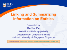 Update Summarization - National University of Singapore