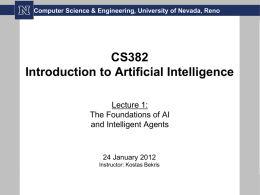 CS382 Introduction to Artificial Intelligence